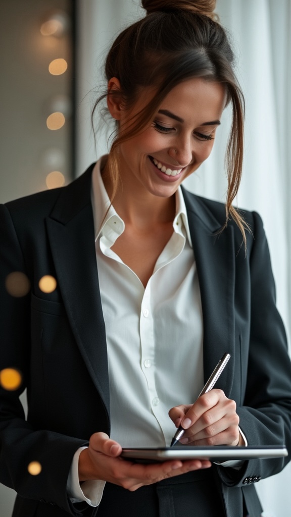 Document Processing Customer A happy customer signing a contract on a tablet